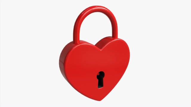Padlock Heart-shaped Closed Modello 3D .c4d .max .obj .3ds .fbx .stl .blend 