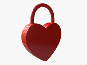 Padlock Heart-shaped Closed 3D Model