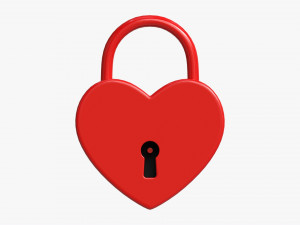 Padlock Heart-shaped Closed Modello 3D