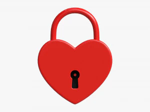 Padlock Heart-shaped Closed 3D Model