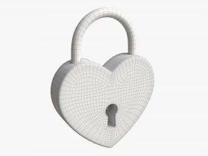 Padlock Heart-shaped Closed 3D Model