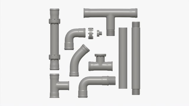 Plastic Pipes with Fittings Set Modèle 3D .c4d .max .obj .3ds .fbx .stl .blend 