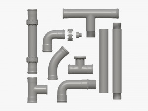 Plastic Pipes with Fittings Set Modelo 3D