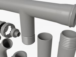 Plastic Pipes with Fittings Set Modèle 3D
