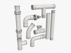 Plastic Pipes with Fittings Set Modèle 3D