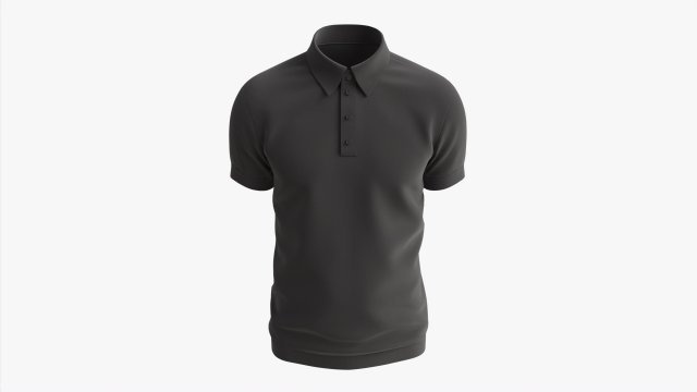 Short Sleeve Polo Shirt for Men Mockup 02 Black Model 3D .c4d .max .obj .3ds .fbx .stl .blend 