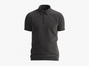 Short Sleeve Polo Shirt for Men Mockup 02 Black Model 3D