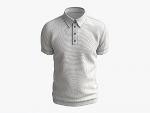 Short Sleeve Polo Shirt for Men Mockup 02 Black Model 3D