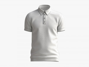 Short Sleeve Polo Shirt for Men Mockup 02 Black Model 3D