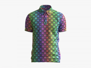 Short Sleeve Polo Shirt for Men Mockup 02 Black Model 3D