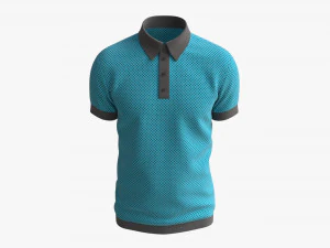 Мужская рубашка поло с коротким рукавом Mockup 02 Blue 3D Модель