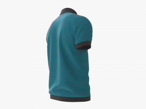 Short Sleeve Polo Shirt for Men Mockup 02 Blue 3D Model