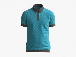 Męska koszulka polo z kr&oacute;tkim rękawem Mockup 02 Niebieska Model 3D