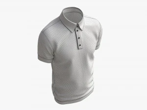 Męska koszulka polo z kr&oacute;tkim rękawem Mockup 02 Niebieska Model 3D
