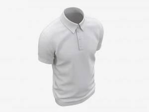 Short Sleeve Polo Shirt for Men Mockup 02 White 3D Model