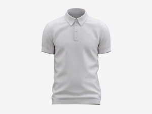 Short Sleeve Polo Shirt for Men Mockup 02 White 3D Model