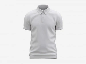 Short Sleeve Polo Shirt for Men Mockup 02 White 3D Model