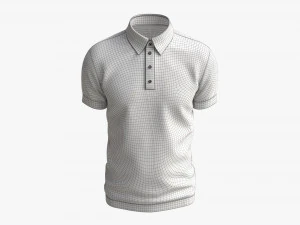 Short Sleeve Polo Shirt for Men Mockup 02 White 3D Model