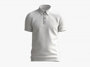 Short Sleeve Polo Shirt for Men Mockup 02 White 3D Model