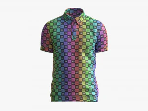 Short Sleeve Polo Shirt for Men Mockup 02 White 3D Model