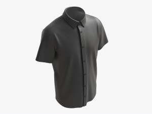 Short Sleeve Shirt for Men Mockup Black Model 3D