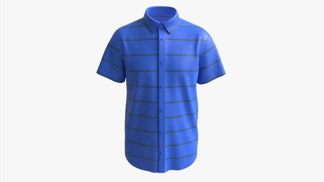 Short Sleeve Shirt for Men Mockup Blue Stripes 3D Модель .c4d .max .obj .3ds .fbx .stl .blend 