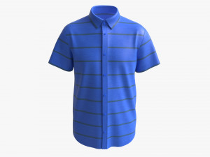 Short Sleeve Shirt for Men Mockup Blue Stripes Modelo 3D