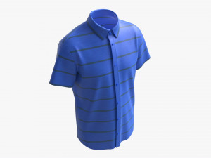 Short Sleeve Shirt for Men Mockup Blue Stripes 3D Модель
