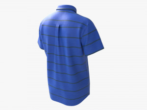 Short Sleeve Shirt for Men Mockup Blue Stripes 3D Модель