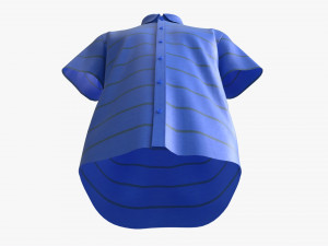 Short Sleeve Shirt for Men Mockup Blue Stripes 3D Модель