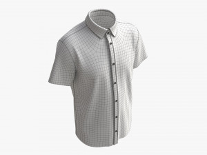 Short Sleeve Shirt for Men Mockup Blue Stripes 3D Модель