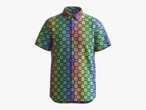 Short Sleeve Shirt for Men Mockup Blue Stripes 3D Модель