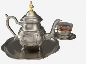 Silver Teapot and Cup with Tea Modelo 3D