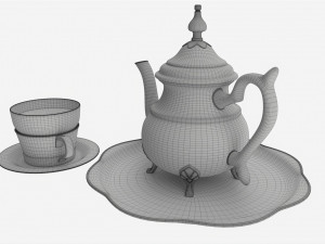 Silver Teapot and Cup with Tea Modelo 3D