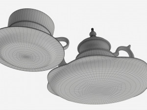 Silver Teapot and Cup with Tea Modelo 3D