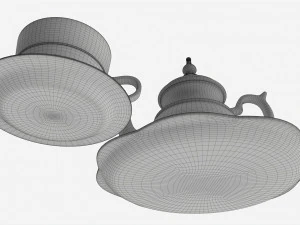 Silver Teapot and Cup with Tea 3D Model