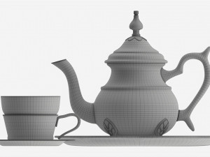 Silver Teapot and Cup with Tea Modelo 3D