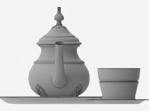 Silver Teapot and Cup with Tea Modelo 3D