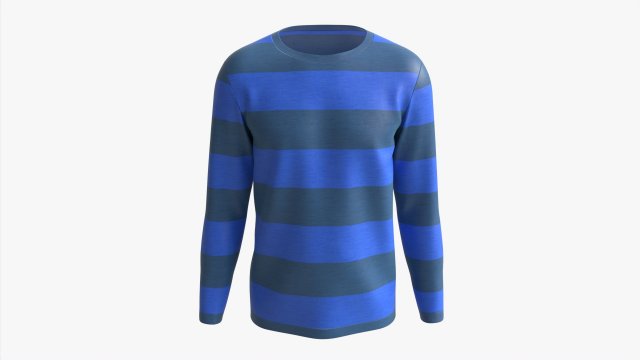 Sweatshirt for Men Mockup 01 Blue with Stripes Model 3D .c4d .max .obj .3ds .fbx .stl .blend 