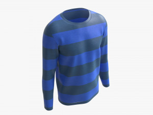 Sweatshirt for Men Mockup 01 Blue with Stripes Model 3D