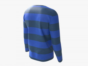 Sweatshirt for Men Mockup 01 Blue with Stripes Model 3D