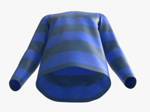 Sweatshirt for Men Mockup 01 Blue with Stripes Model 3D