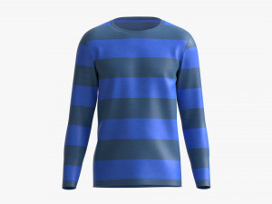 Sweatshirt for Men Mockup 01 Blue with Stripes Model 3D