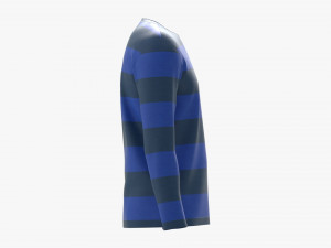 Sweatshirt for Men Mockup 01 Blue with Stripes Model 3D
