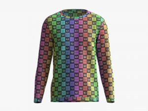 Sweatshirt for Men Mockup 01 Blue with Stripes Model 3D
