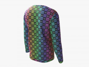 Sweatshirt for Men Mockup 01 Blue with Stripes Model 3D