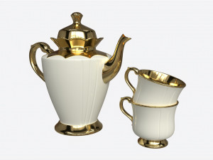 Teapot and Cups 3D Model