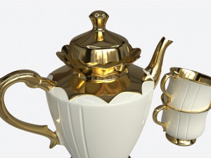 Teapot and Cups 3D Model