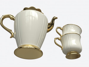 Teapot and Cups 3D Model
