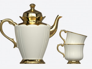 Teapot and Cups 3D Model
